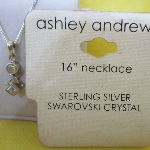 ASHLEY ANDREWS SWAROVSKI Crystal 925 Sterling Pendant Necklace A B Swarovski - Picture 2 of 9